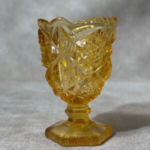 Amber McKee Glass Snowflake Footed Toothpick Holder